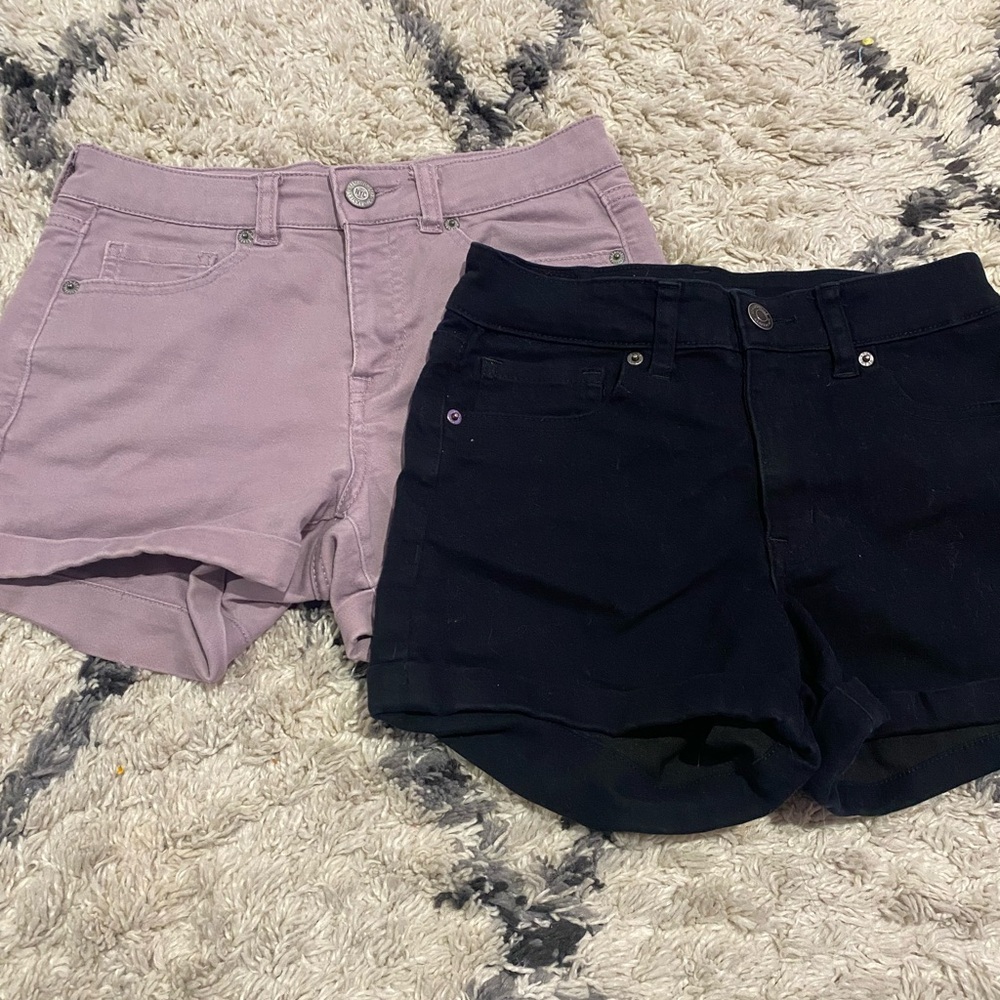 Aeropostale Black and Purple Jean Shorts Relaxed Fit size - 0, 2